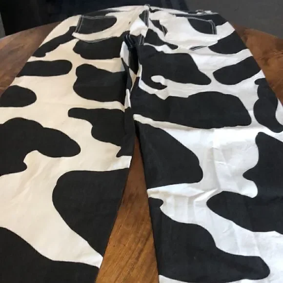 WDIRARA high waist wide leg jeans cow print size small - Picture 8 of 8